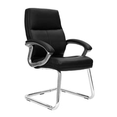 Nautilus Designs Greenwich High Back Leather Effect Executive Visitor Chair With Contoured Design Backrest and Fixed Arms Black - BCP/T401/BK DD
