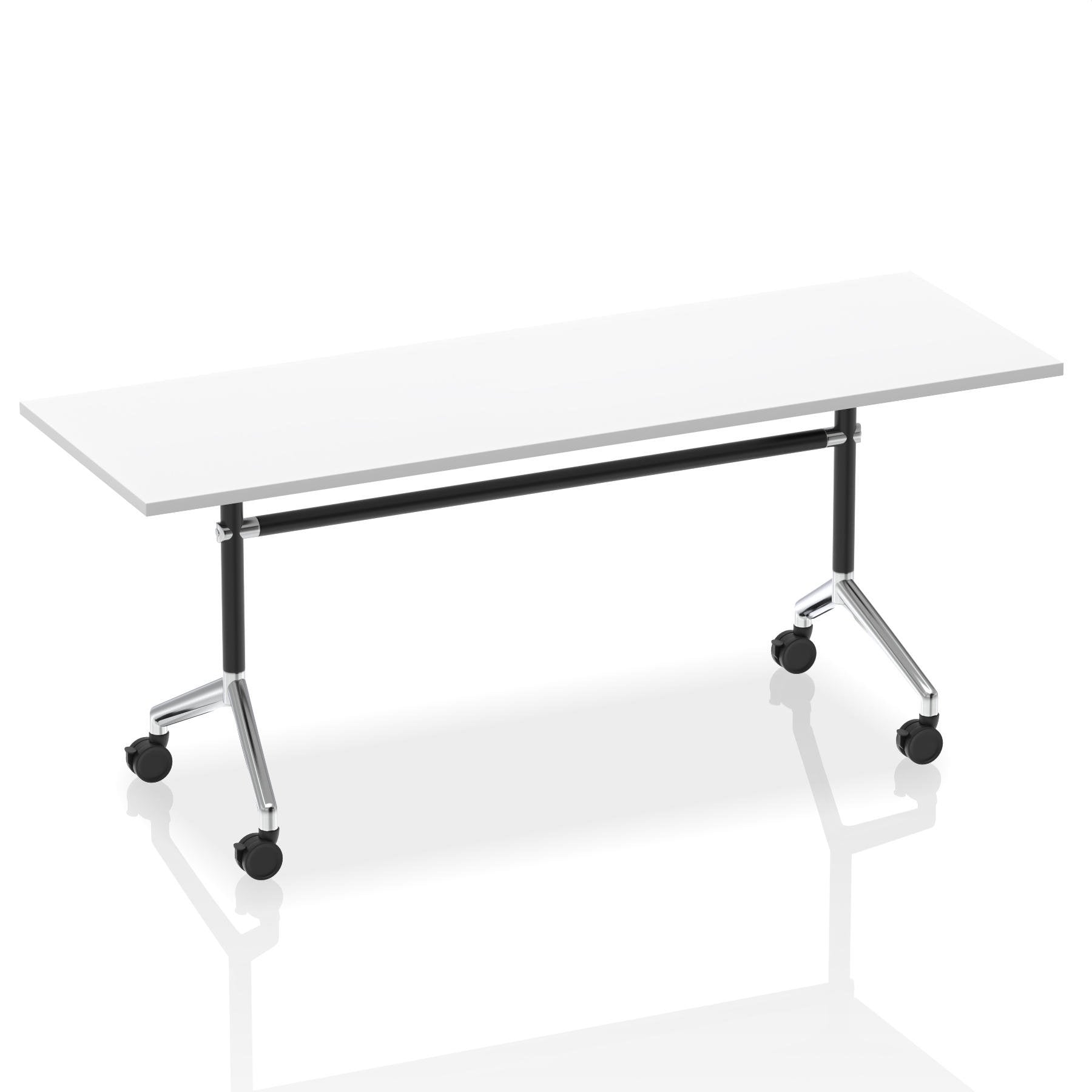 Dynamic Impulse 1800mm Flip Top Rectangular Table White Finish Silver Frame - I004313 DD