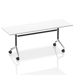 Dynamic Impulse 1800mm Flip Top Rectangular Table White Finish Silver Frame - I004313 DD