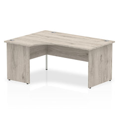 Impulse 1600mm Left Crescent Desk Grey Oak Top Panel End Leg I003141 DD