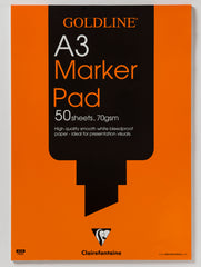 Goldline A3 Bleedproof Marker Pad 70gsm 50 Sheets White Paper GPB1A3Z