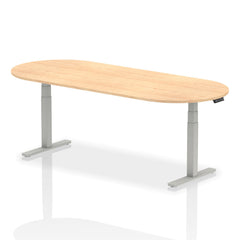 Dynamic Impulse W2400 x D1000 x H660-1310mm Height Adjustable Boardroom Table Maple Finish Silver Frame - I003547 DD