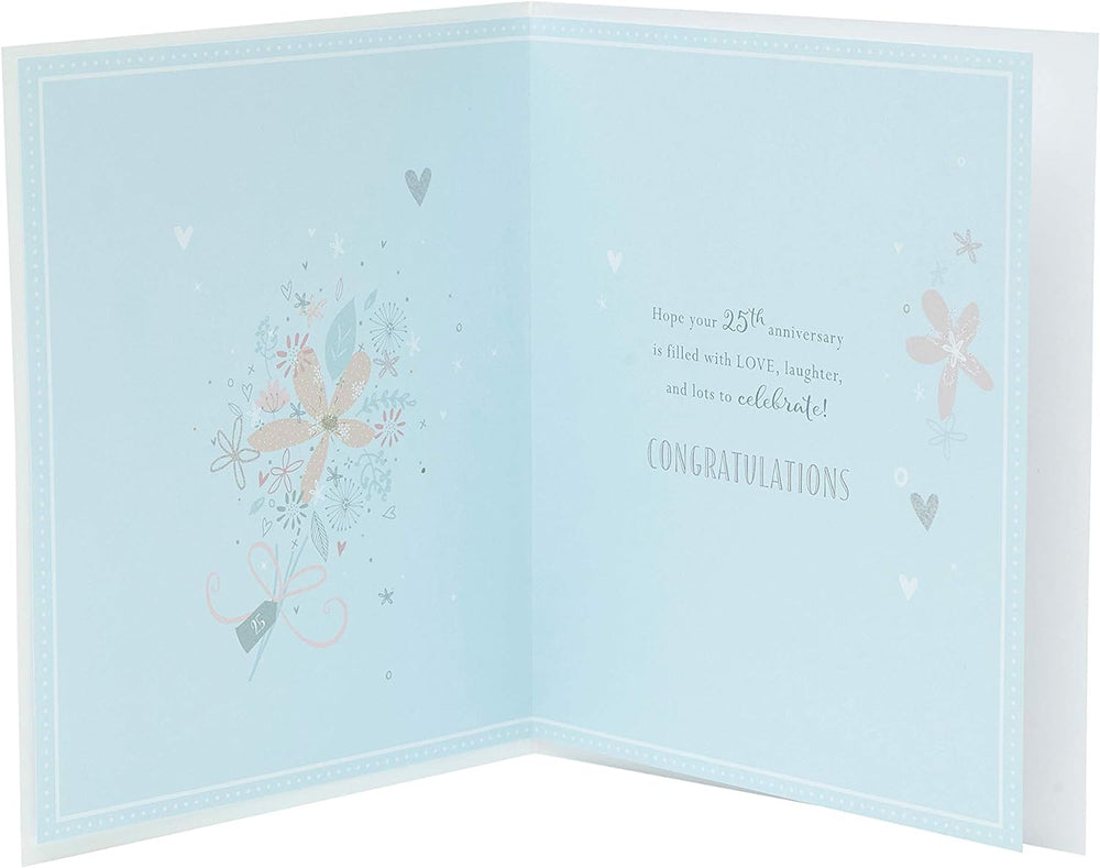 Silver Anniversary Wishes 25th Anniversary Card With Gems And Sequins