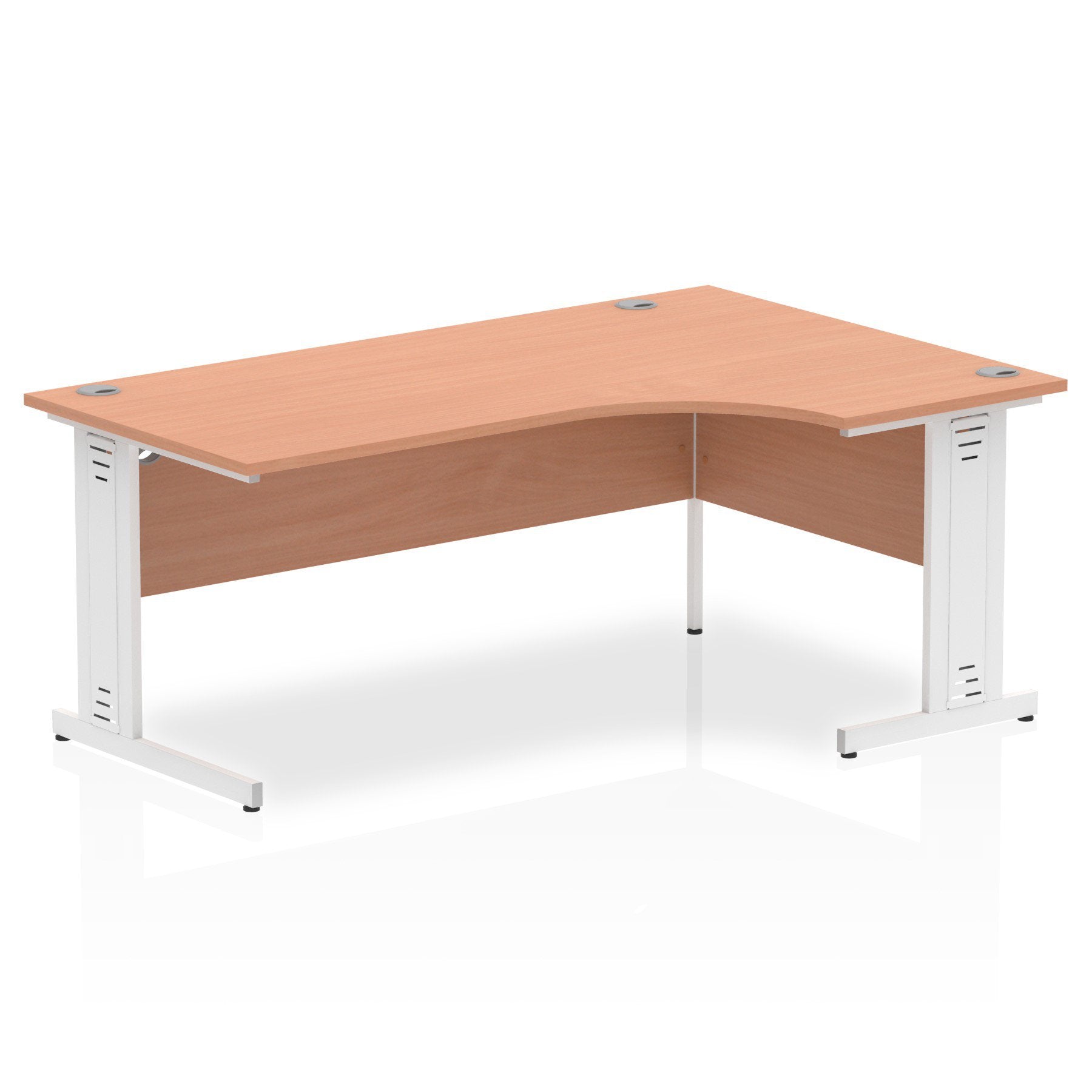 Impulse Contract Right Hand Crescent Cable Managed Leg Desk W1800 x D1200 x H730mm Beech Finish/White Frame - I001882 DD