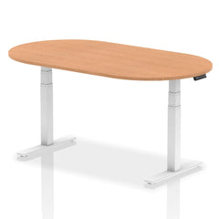 Dynamic Impulse W1800 x D1000 x H660-1310mm Height Adjustable Boardroom Table Oak Finish White Frame - I003557 DD