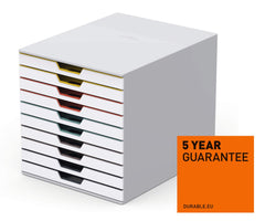Durable VARICOLOR MIX 10 Drawer Unit  Desktop Drawer Set with 10 Colour Coded Drawers and Label Inserts - 763027