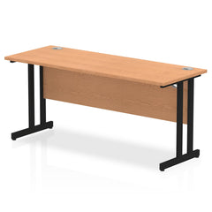 Impulse 1600 x 600mm Straight Desk Oak Top Black Cantilever Leg MI003301 DD