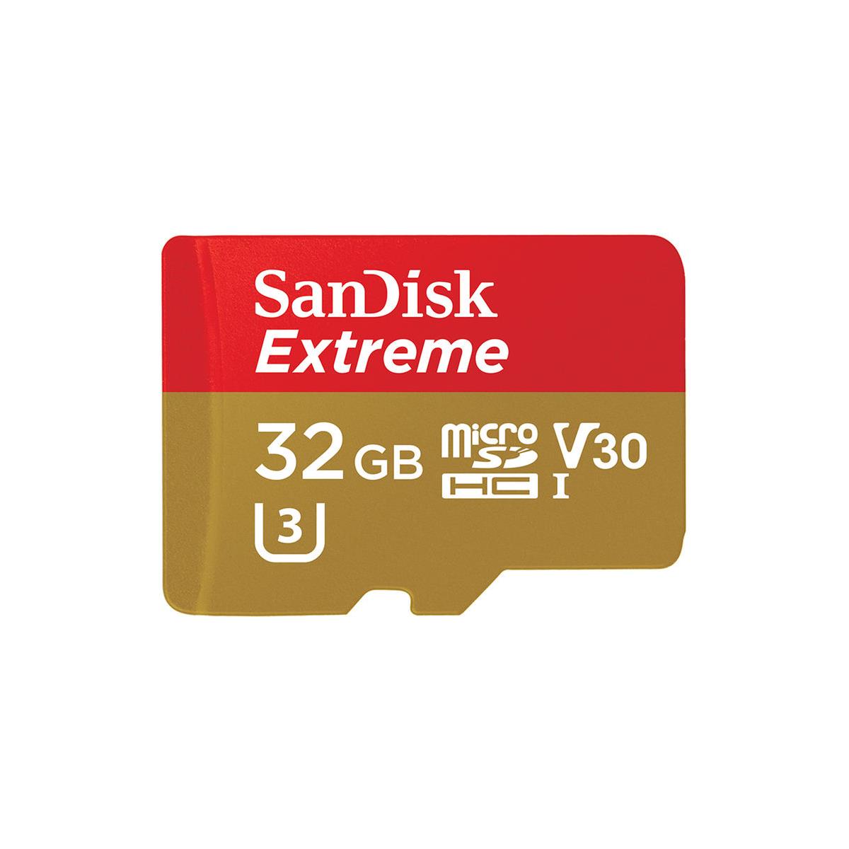 SanDisk Extreme 32GB Class 10 U3 MicroSDHC Memory Card and Adapter