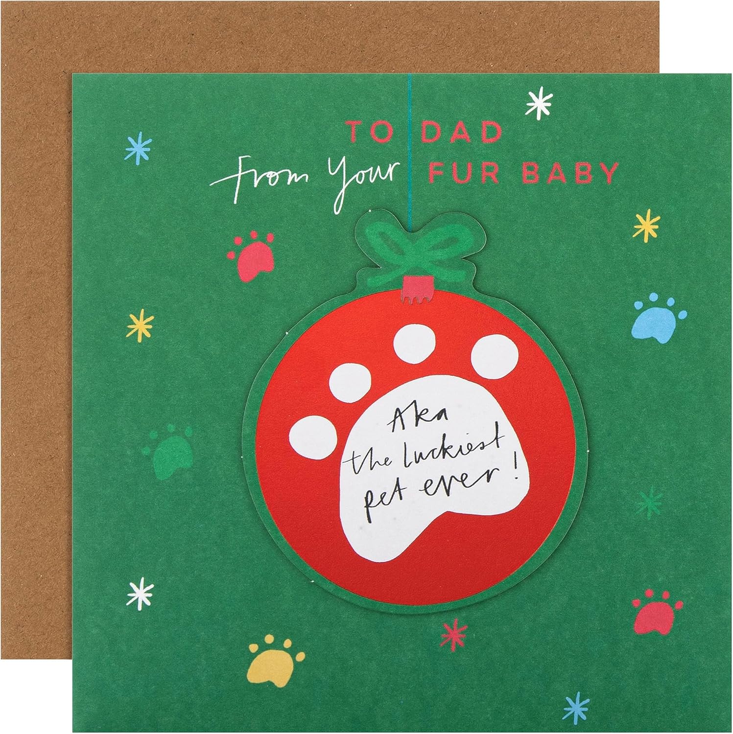 Dad Christmas Greeting Card from Pets with Festive Cute Design and Loving Wishes
