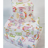 Happy Birthday Text Gift Wrap 2 Sheets & 2 Tags