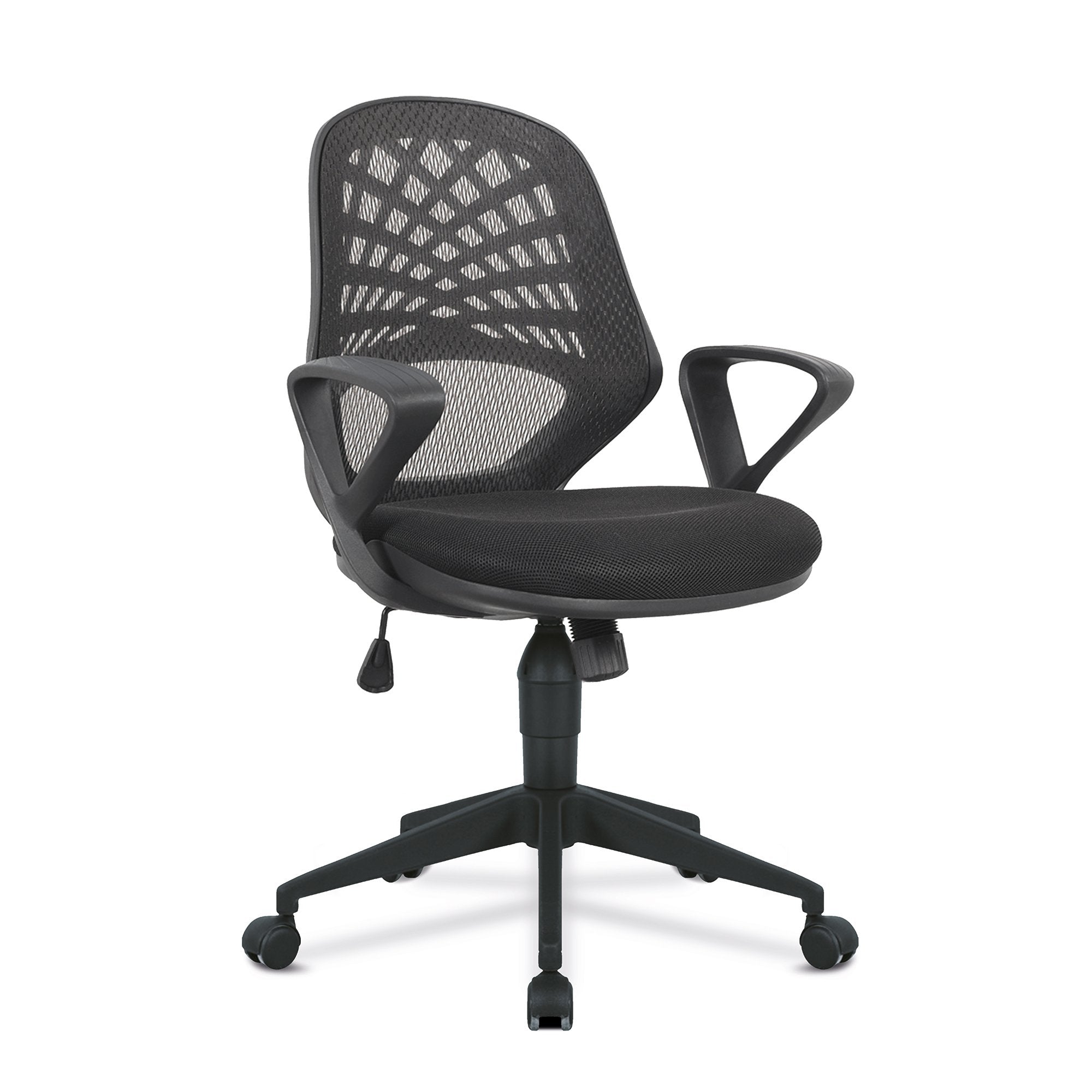 Nautilus Designs Lattice Medium Mesh Back Task Operator Office Chair With Fixed Arms Black - BCM/K116/BK DD