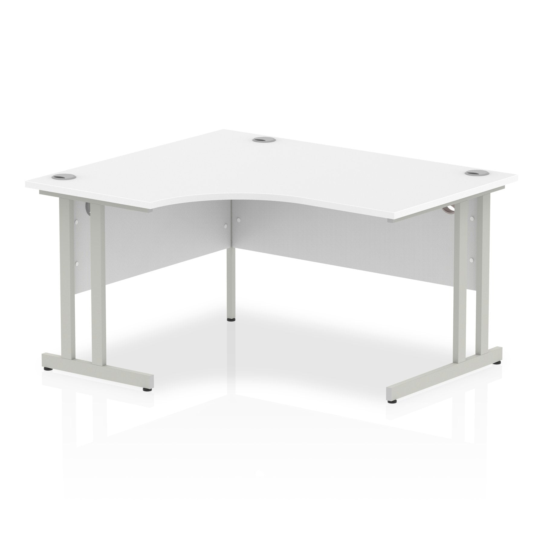 Impulse 1400mm Left Crescent Desk White Top Silver Cantilever Leg I003822 DD