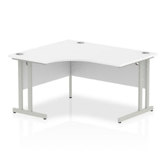 Impulse 1400mm Left Crescent Desk White Top Silver Cantilever Leg I003822 DD