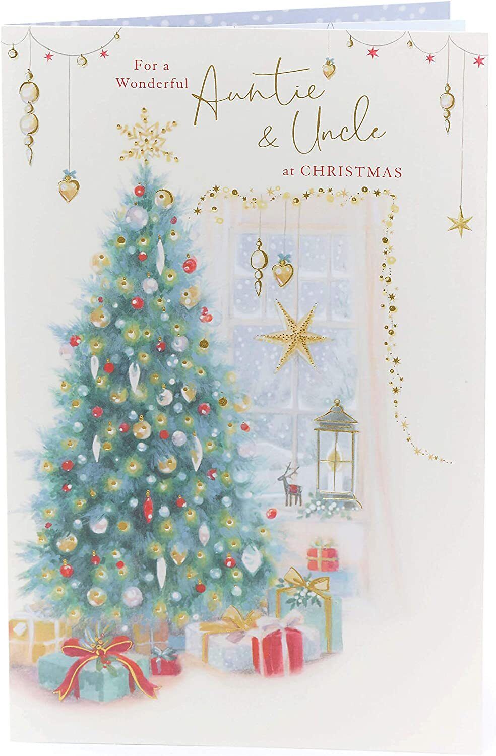 Auntie and Uncle Christmas Card Traditional Christmas Tree Design