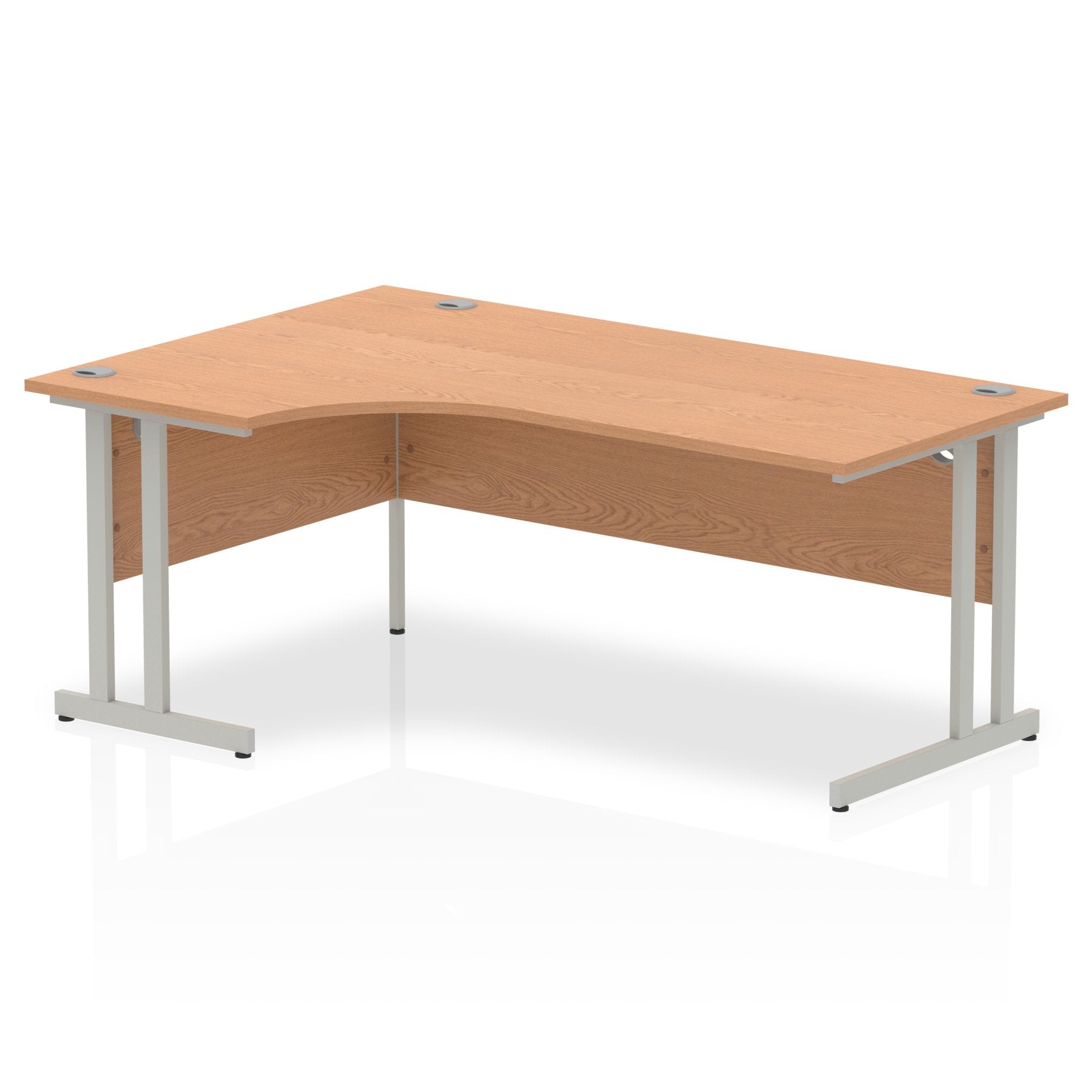 Impulse 1800mm Left Crescent Desk Oak Top Silver Cantilever Leg I000824 DD