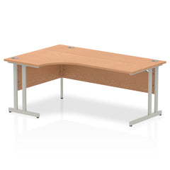 Impulse 1800mm Left Crescent Desk Oak Top Silver Cantilever Leg I000824 DD
