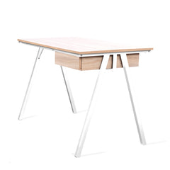 Nautilus Designs Tyrol Compact Workstation with Suspended Underdesk Drawer Oak Finish White Frame - BDW/I201/WH-OK DD
