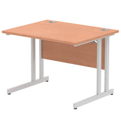 Impulse 1000 x 800mm Straight Desk Beech Top Silver Cantilever Leg MI000282 DD