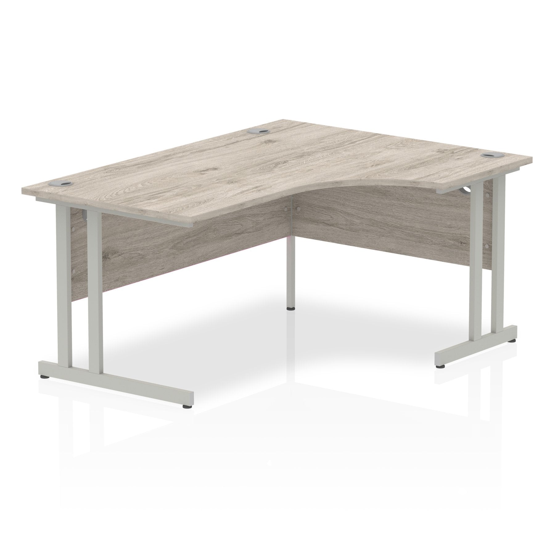 Impulse 1600mm Right Crescent Desk Grey Oak Top Silver Cantilever Leg I003137 DD