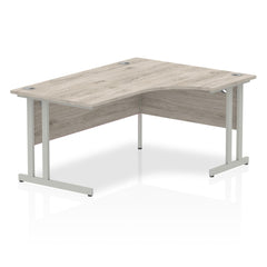 Impulse 1600mm Right Crescent Desk Grey Oak Top Silver Cantilever Leg I003137 DD