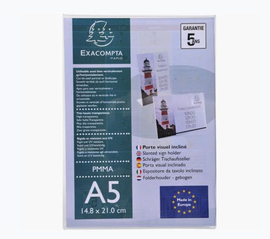 Exacompta Slanted Sign Holder Portrait A5 Clear Acrylic 85058D