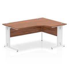 Impulse Contract Right Hand Crescent Cable Managed Leg Desk W1600 x D1200 x H730mm Walnut Finish/White Frame - I002147 DD