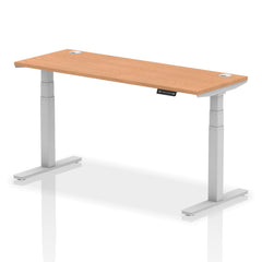 Dynamic Air 1600 x 600mm Height Adjustable Desk Oak Top Cable Ports Silver Leg HA01139 DD