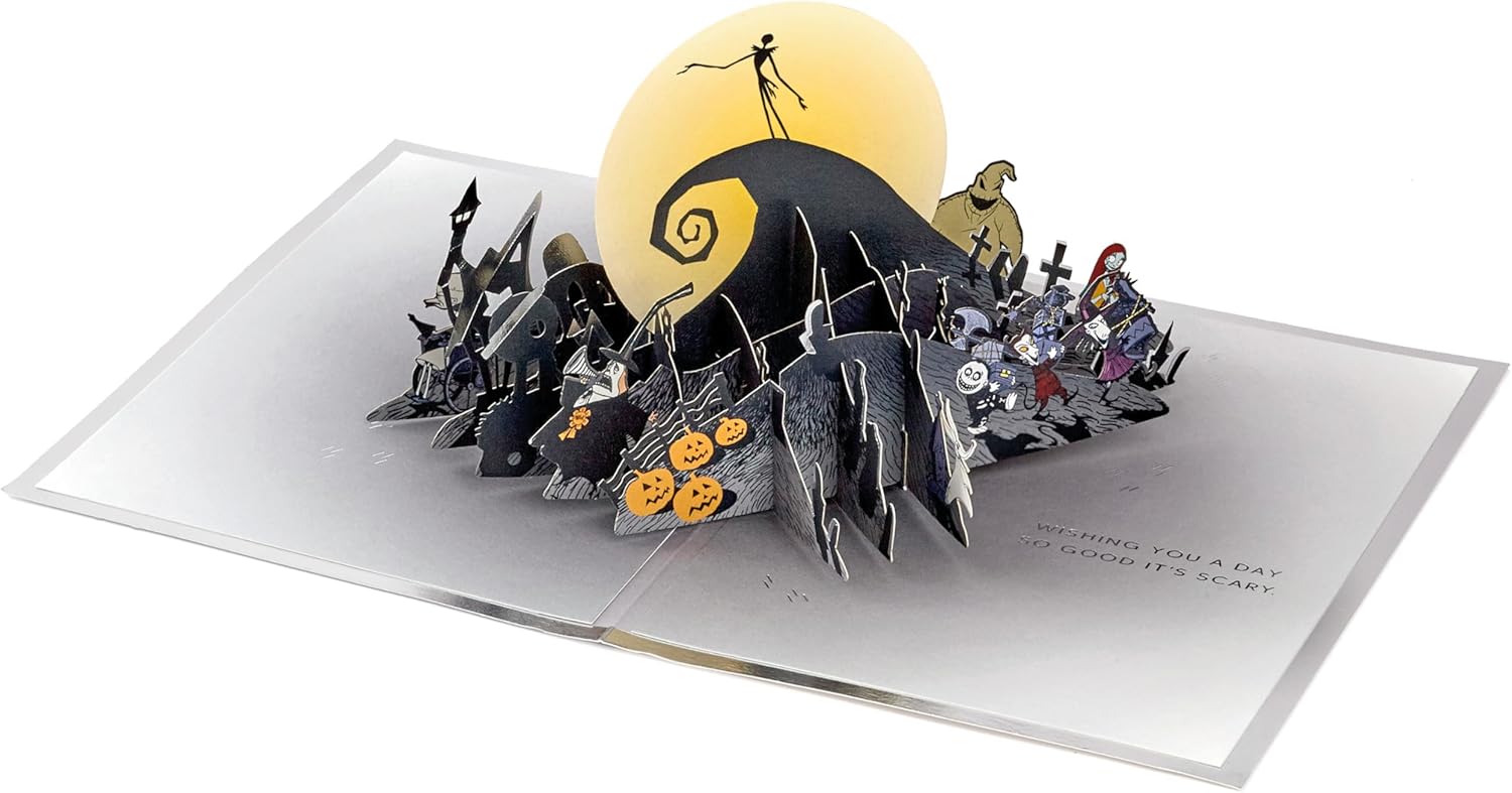 Hallmark Christmas Card, The Nightmare Before Christmas Card, 3D & Pop Up Card, With Gold Foil Details, Black, Navy