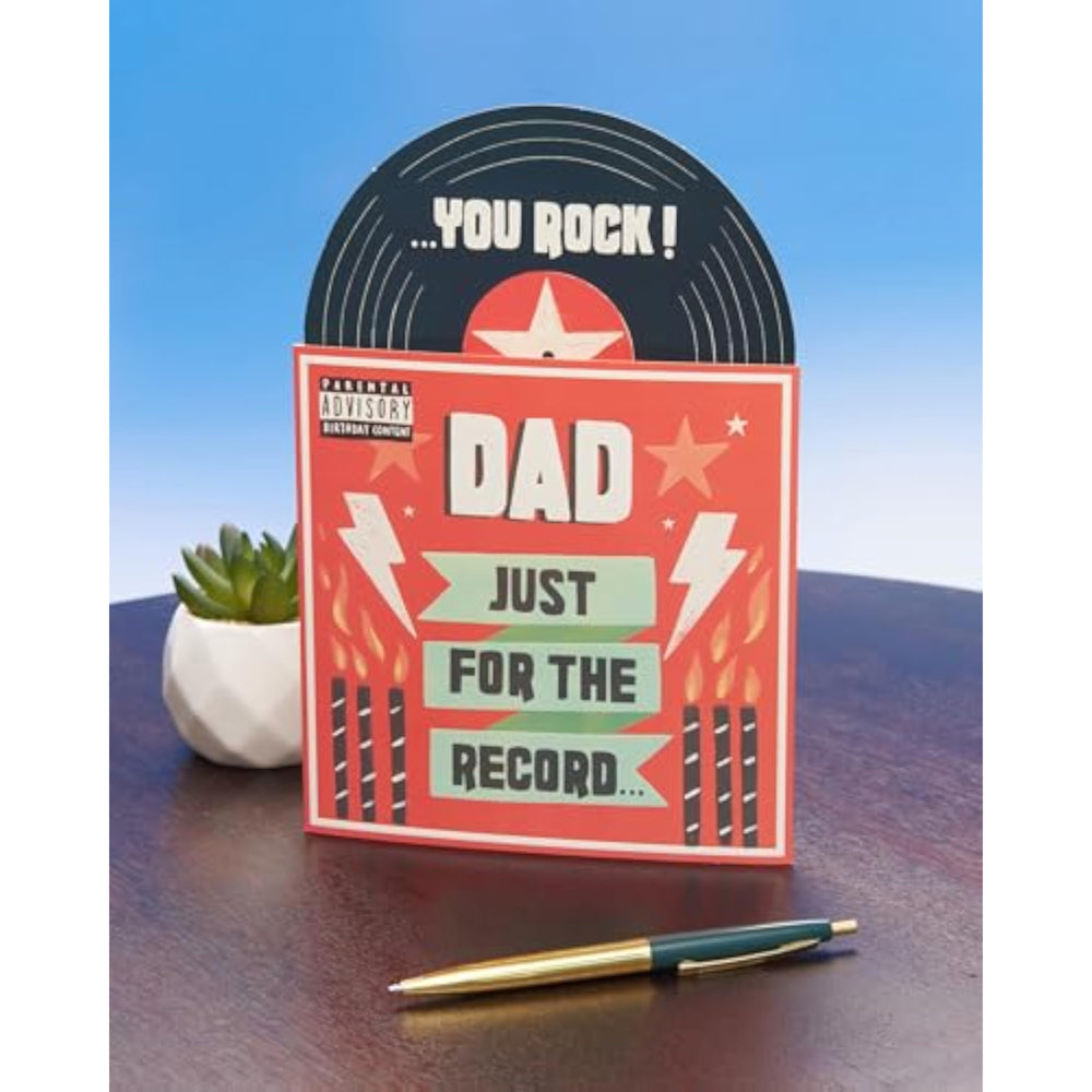 UK Greetings Birthday Card for Dad - Pop-Up Vinyl Record Design