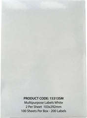 ValueX Multipurpose Label 103x292mm 2 Per A4 Sheet White (Pack 200 Labels) - 15313SM