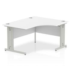 Dynamic Impulse 1400mm Right Crescent Desk White Top Silver Cable Managed Leg I003852 DD