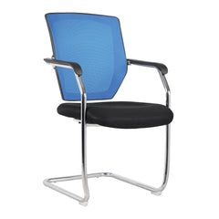 Nautilus Designs Nexus Designer Medium Back Two Tone Mesh Visitor Chair Sculptured Lumbar/Spine Support & Fixed Arms Blue - BCM/K512V/BL DD