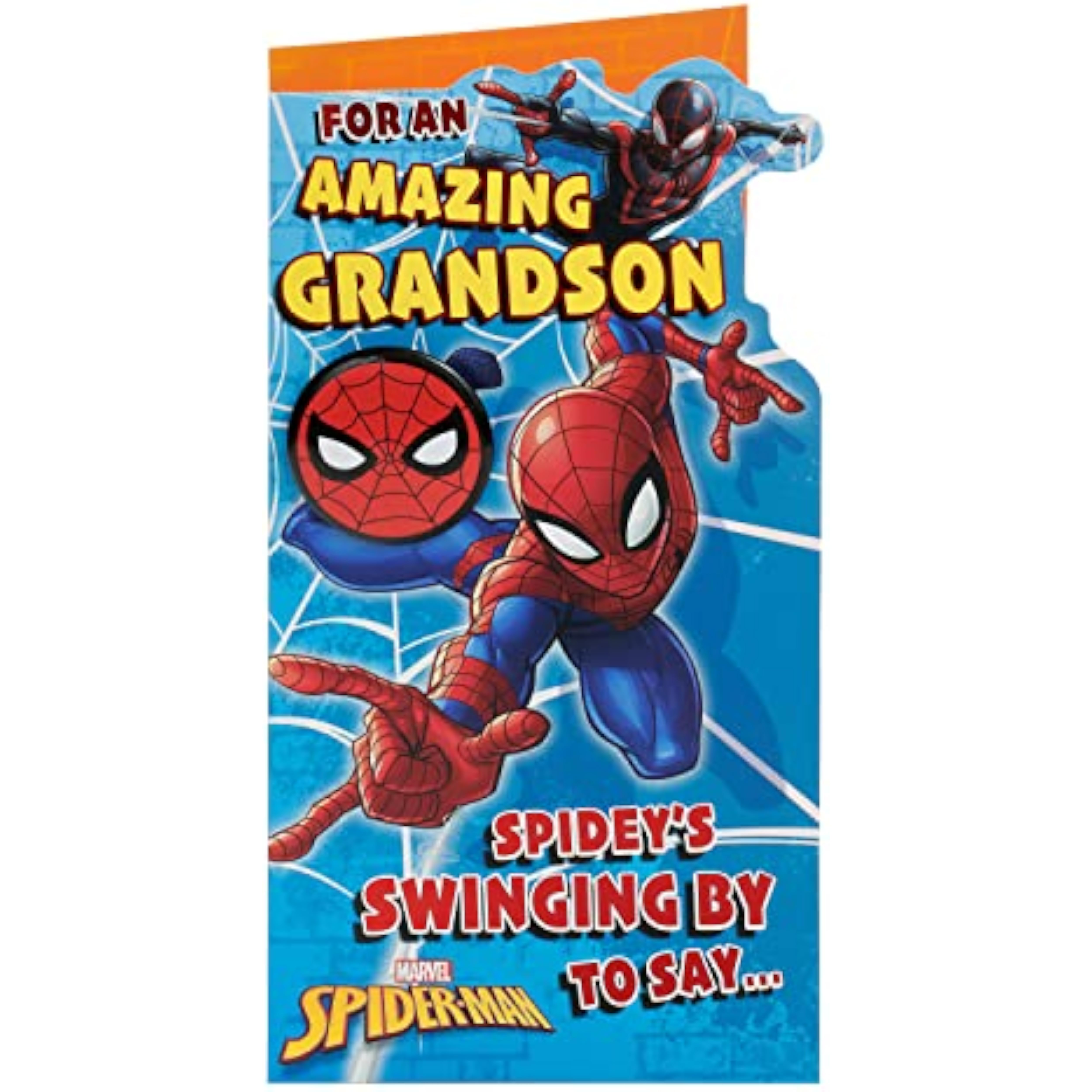 UK Greetings Marvel Spider-Man Birthday Card for Grandson With Envelope and Badge,Multi,121 mm x 229 mm