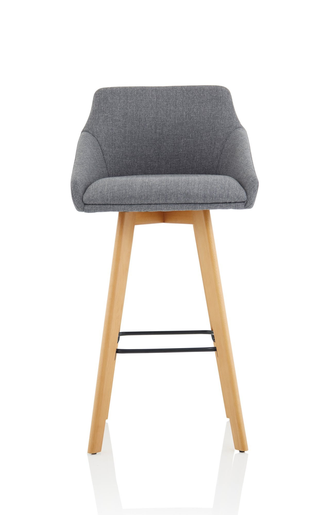 Carmen Grey Fabric Wooden Leg High Stool BR000225 DD