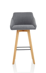 Carmen Grey Fabric Wooden Leg High Stool BR000225 DD