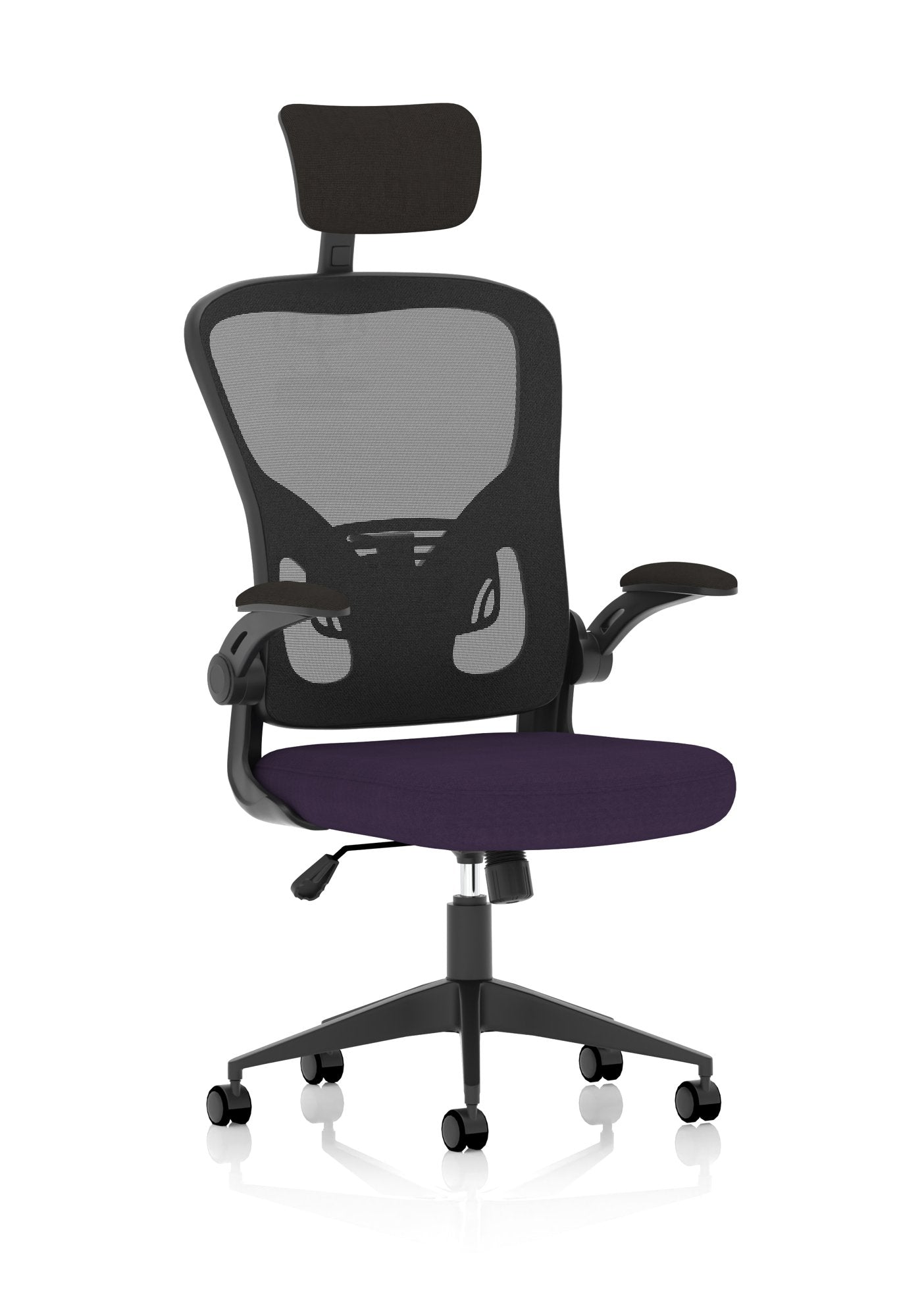 Ace Executive Mesh Back Office Chair With Folding Arms Bespoke Fabric Seat Tansy Purple - KCUP2007 DD