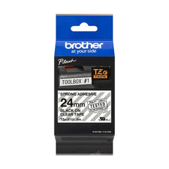 Brother Black On Clear PTouch Ribbon 24mm x 8m - TZES151