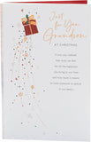 Festive Christmas Card for Grandson – Present & Snowflake Illustration