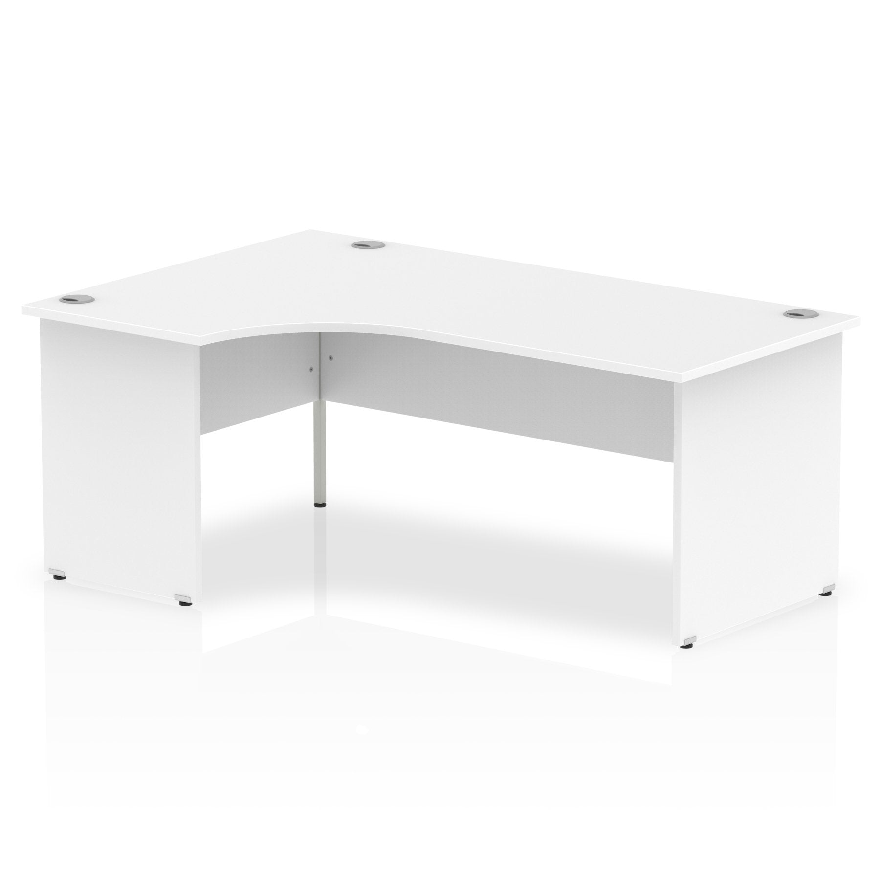 Impulse Contract Left Hand Crescent Radial Panel End Desk W1800 x D1200 x H730mm White Finish/White Frame - I000411 DD