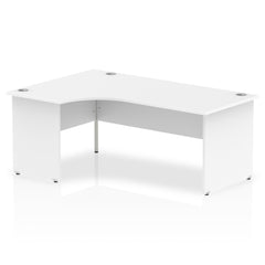 Impulse Contract Left Hand Crescent Radial Panel End Desk W1800 x D1200 x H730mm White Finish/White Frame - I000411 DD