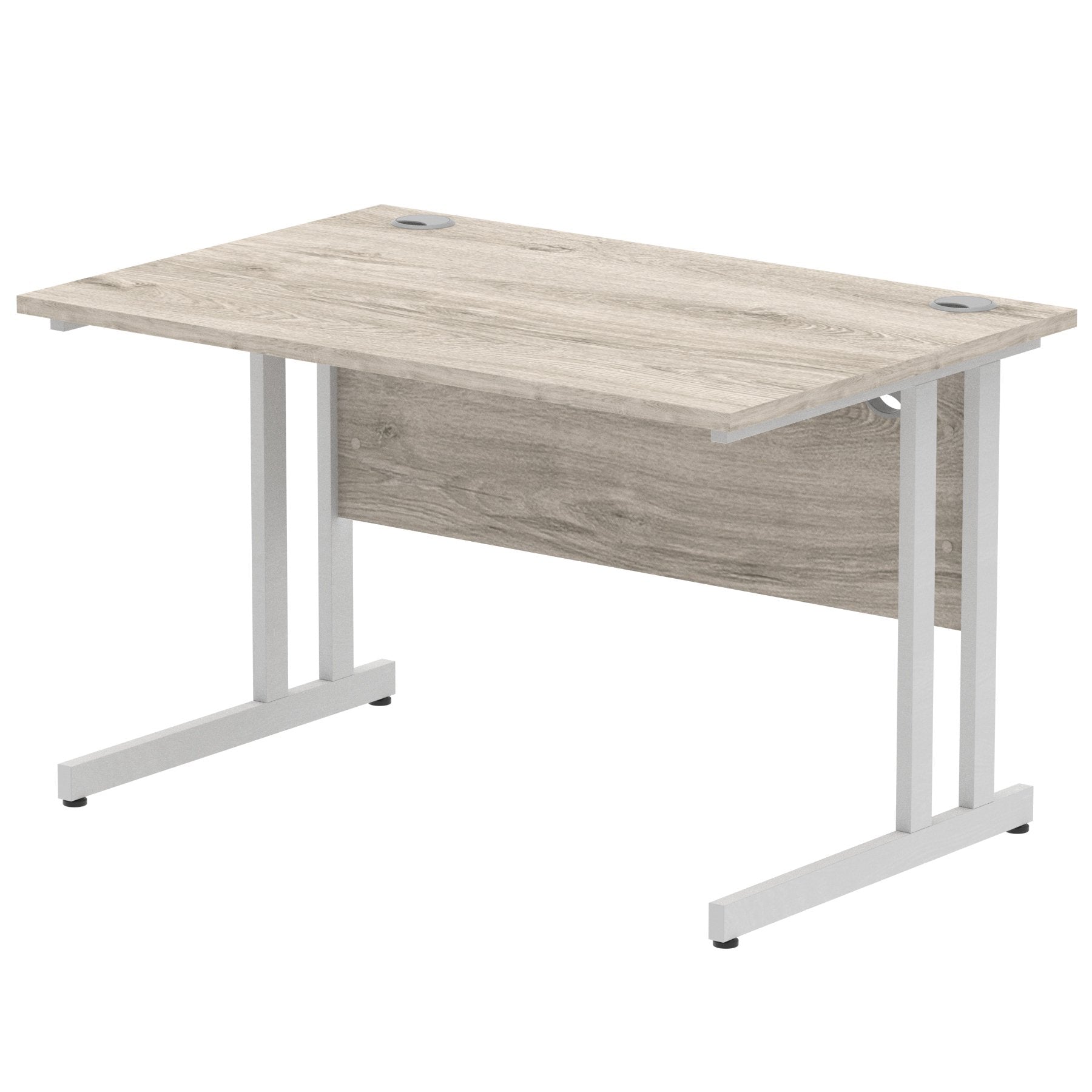 Impulse 1200 x 800mm Straight Desk Grey Oak Top Silver Cantilever Leg I003066 DD