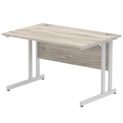 Impulse 1200 x 800mm Straight Desk Grey Oak Top Silver Cantilever Leg I003066 DD