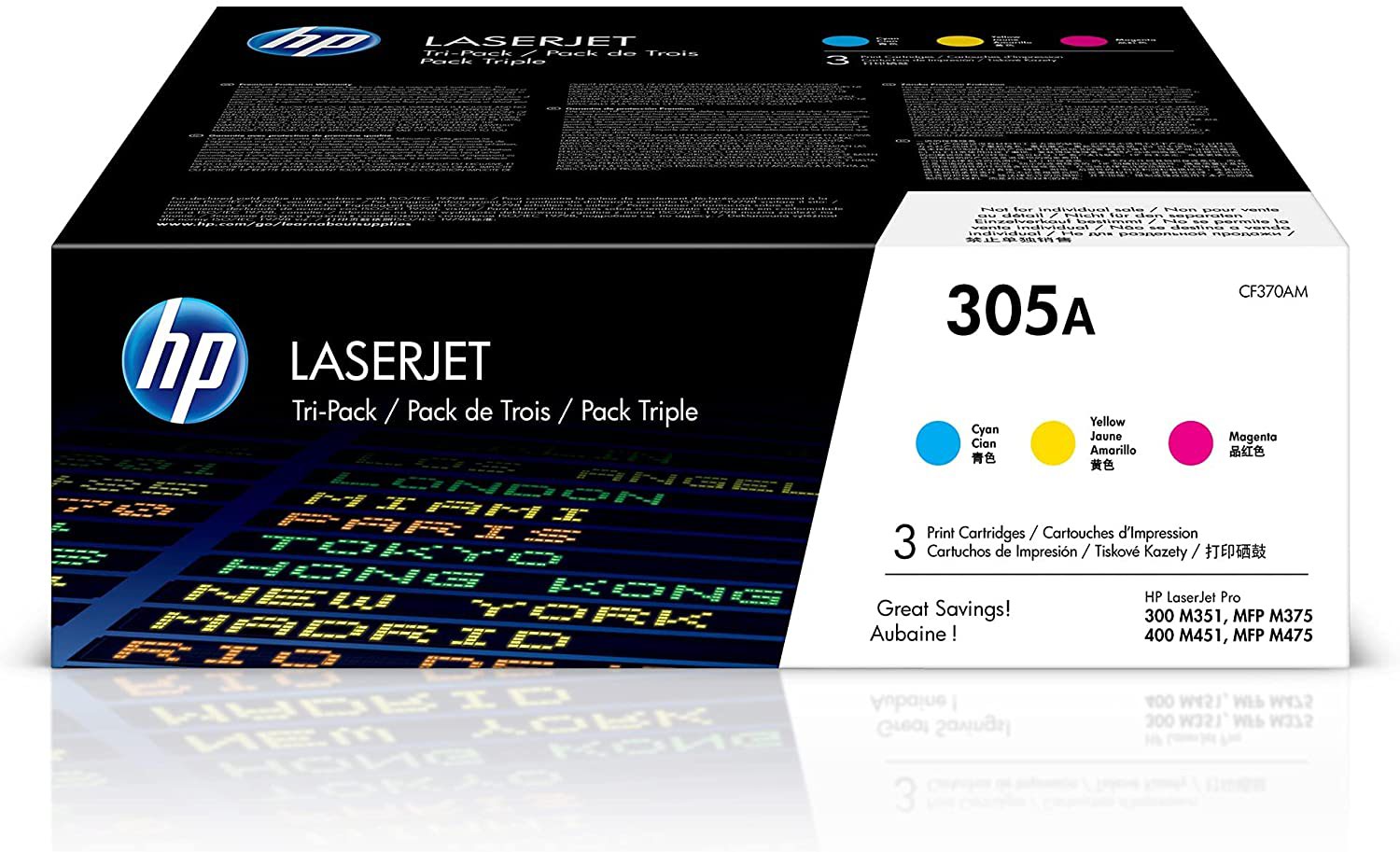 HP 305A Multipack Standard Capacity Toner 3x 2.6K pages for HP LaserJet Pro M351/M375/M451/M475 - CF370AM