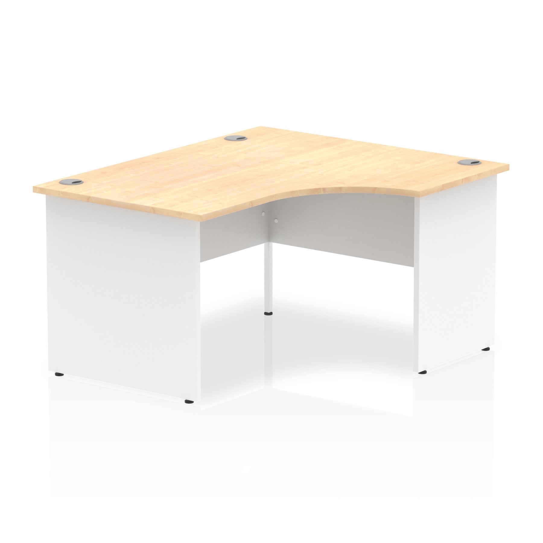 Dynamic Impulse 1400mm Right Crescent Desk Maple Top White Panel End Leg I003885 DD
