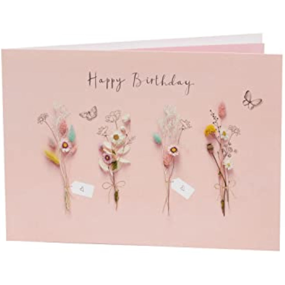 UK Greetings Birthday Card For Her/Female/Friend With Envelope - Dried Flower Design