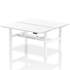 Dynamic Air Back-to-Back W1600 x D800mm Height Adjustable Sit Stand 2 Person Bench Desk With Cable Ports White Finish White Frame - HA02350 DD