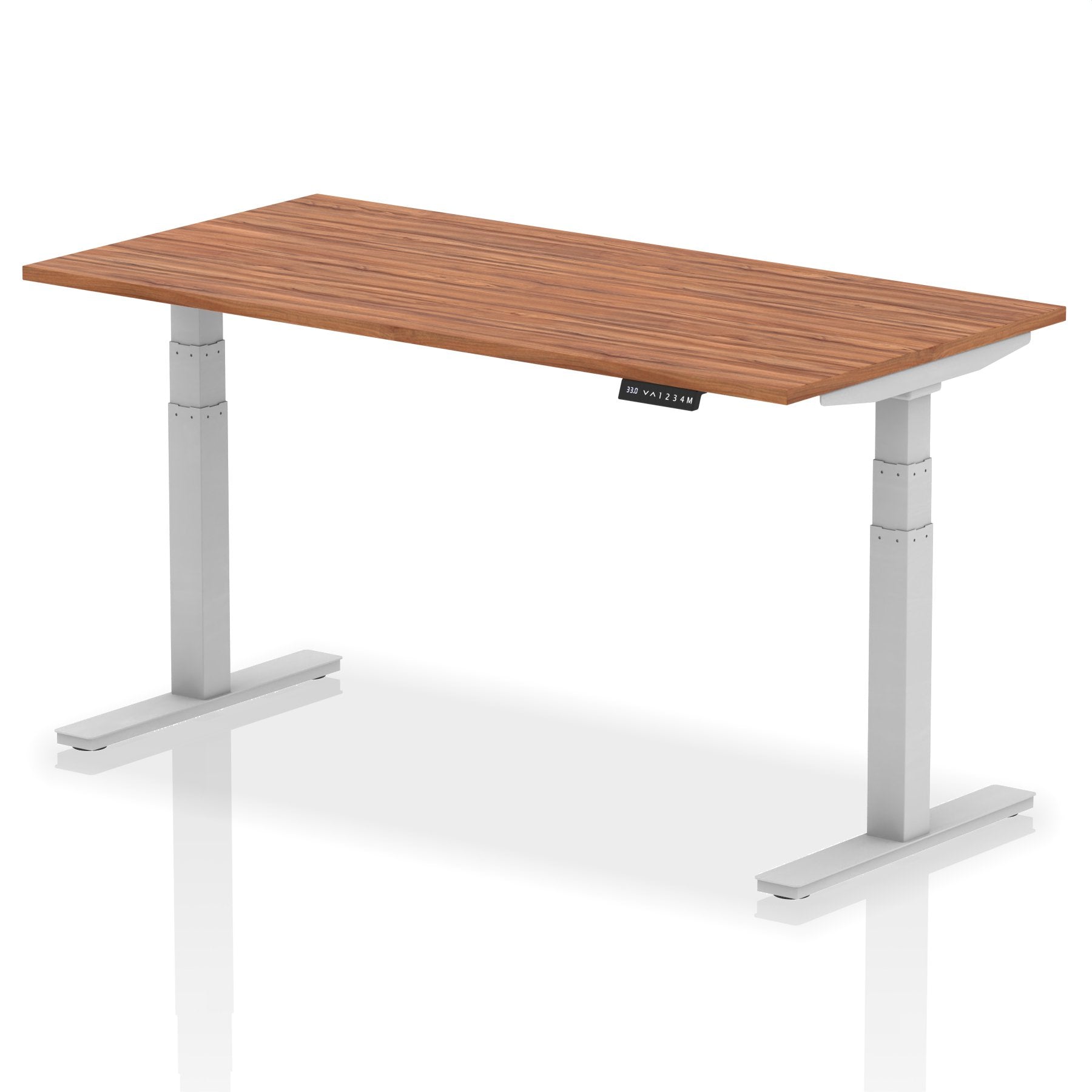 Dynamic Air 1600 x 800mm Height Adjustable Desk Walnut Top Silver Leg HA01007 DD