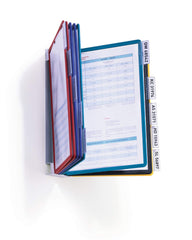 Durable VARIO Display Panel Wall Unit for A4 Documents 10 Panels with Labelling Tabs Assorted Colours - 556700