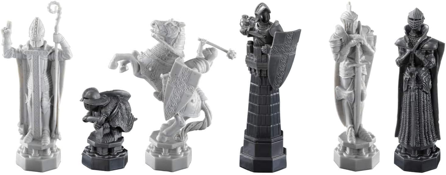 Noble Collection Harry Potter Wizard Chess Set with detailed chess pieces arranged on a game board.