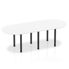 Dynamic Impulse 2400mm Boardroom Table White Top Black Post Leg I004186 DD
